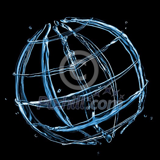 abstract globe from water splashes isolated on black abstract globe from water splashes isolated on black