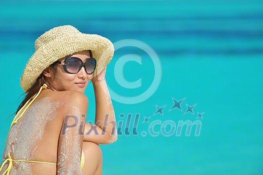 Man with surf board on beautiful tropical beach beach Man with surf board on beautiful tropical beach beach