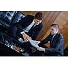 business people shaking hands make deal and sign contract