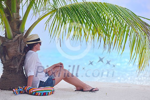 beautifel and happy woman girl on beach have fun and relax on summer vacation over the beautiful tropical sea beautifel and happy woman girl on beach have fun and relax on summer vacation over the beautiful tropical sea