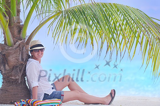 beautifel and happy woman girl on beach have fun and relax on summer vacation over the beautiful tropical sea beautifel and happy woman girl on beach have fun and relax on summer vacation over the beautiful tropical sea
