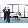 Group of happy young  business people in a meeting at office