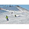 jumping skier at mountain winter snow fresh suny day