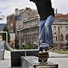 Boy practicing skate in a skate park