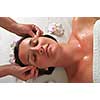 beautiful woman have massage at spa and wellness center
