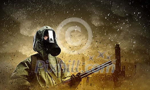 Image of stalker with gun. Ecology catastrophe Image of stalker with gun. Ecology catastrophe