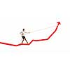 Image of businesswoman standing on graph. Income and profit