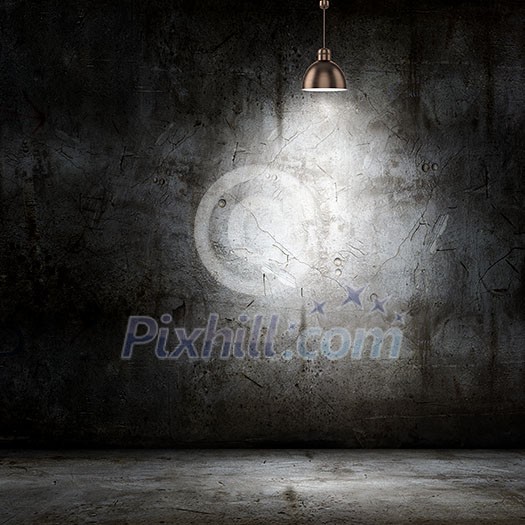 Background image of dark wall with lamp above