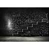 Background image of ladder of success drawn on black wall