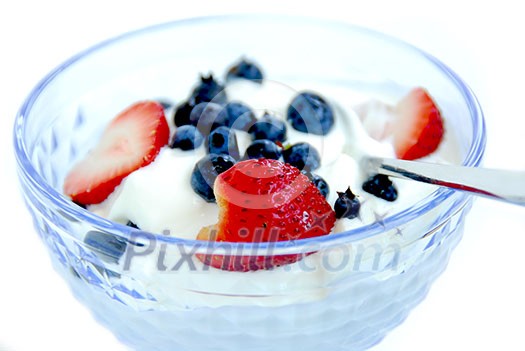 Healthy breakfast of yogurt and fresh berries Healthy breakfast of yogurt and fresh berries