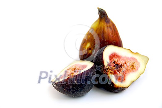 Fresh figs on white background