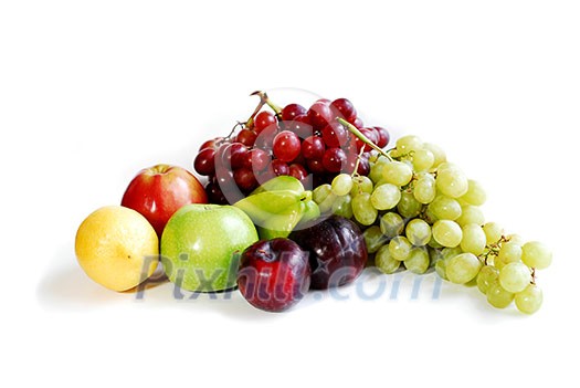 Assorted fruits on white background Assorted fruits on white background