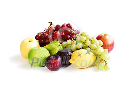 Assorted fruits on white background Assorted fruits on white background
