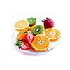 Fruits in a bowl on white background