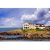 House on ocean shore in Maine, USA