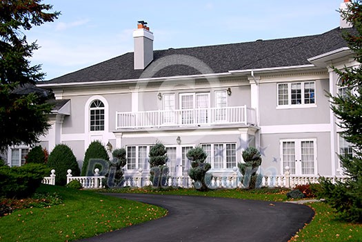 Beautiful mansion in grey and white color Beautiful mansion in grey and white color