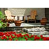 House patio with wooden chairs