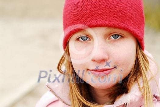 Portrait of a girl in a red hat Portrait of a girl in a red hat