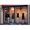 Boutique window with dressed mannequins