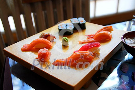 Sushi dinner in a japanese restaurant Sushi dinner in a japanese restaurant