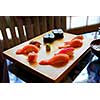 Sushi dinner in a japanese restaurant