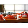 Sushi on a wooden board