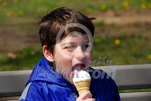 Little boy licking ice cream Little boy licking ice cream