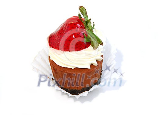 Chocolate cheesecake isolated on white background Chocolate cheesecake isolated on white background