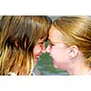 Portrait of two young happy girls
