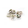 Silver rings on white background