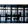 People waiting at the airport terminal