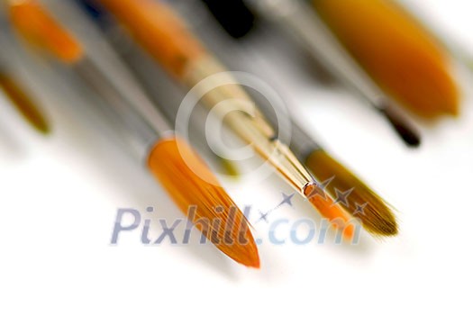 Macro of paintbrushes on white background Macro of paintbrushes on white background