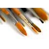 Macro of paintbrushes on white background