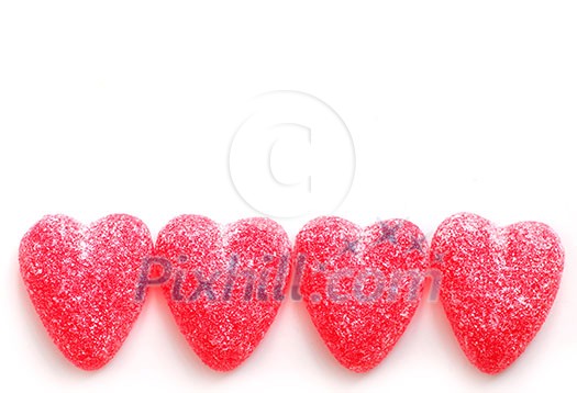 Sugar candy Valentine's hearts isolated on white background Sugar candy Valentine's hearts isolated on white background
