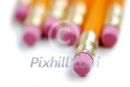 Pencils macro on white background