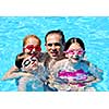 Family having fun in swimming pool