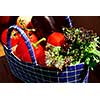 Fresh vegetables and fruits in a basket