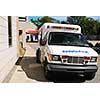 Ambulance in front of Emergency entrance of a hospital
