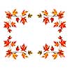 Frame background with red fall maple leaves