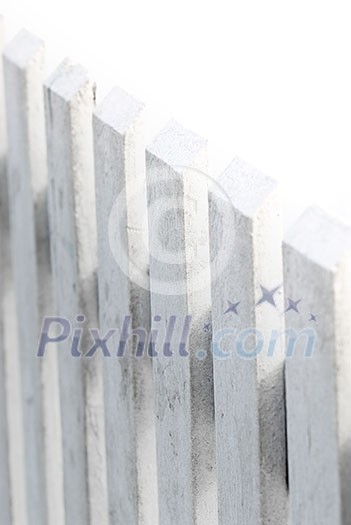 White picket fence isolated on white background