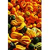 Ornamental pumpkins on farmers market in the fall