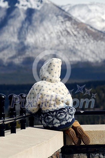 Young girl enjoying mountain view in Canadian Rockies Young girl enjoying mountain view in Canadian Rockies