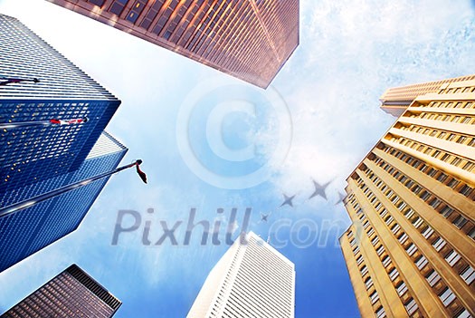 Colorful corporate buildings in city business center Colorful corporate buildings in city business center