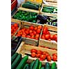 Fresh vegetables for sale on french farmers market in Perigueux, France