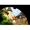 View from the arch in medieval town of Sarlat, France