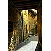 Detail of medieval architecture in historical town of Sarlat, France. 