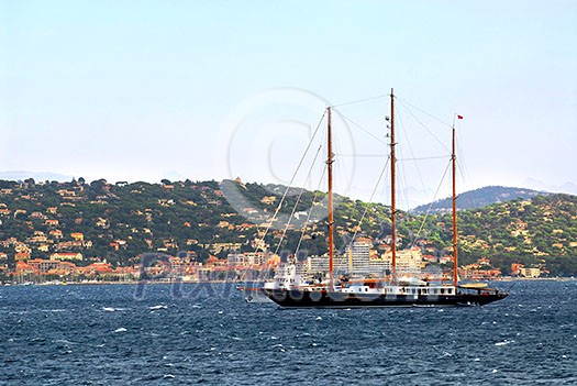 Luxury yacht at the mediterranean coast of French Riviera