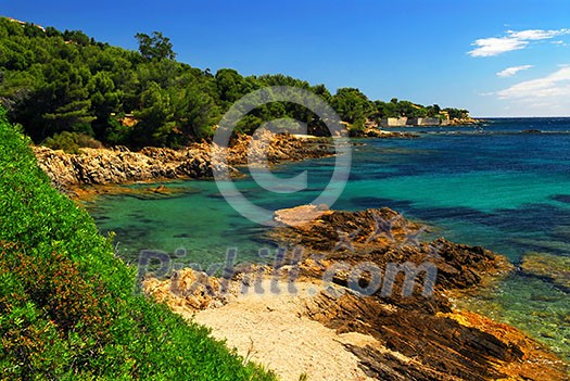 Scenic view of Mediterranean coast of French Riviera Scenic view of Mediterranean coast of French Riviera