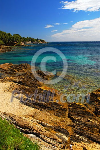 Scenic view of Mediterranean coast of French Riviera Scenic view of Mediterranean coast of French Riviera