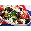 Greek salad with feta cheese and black kalamata olives